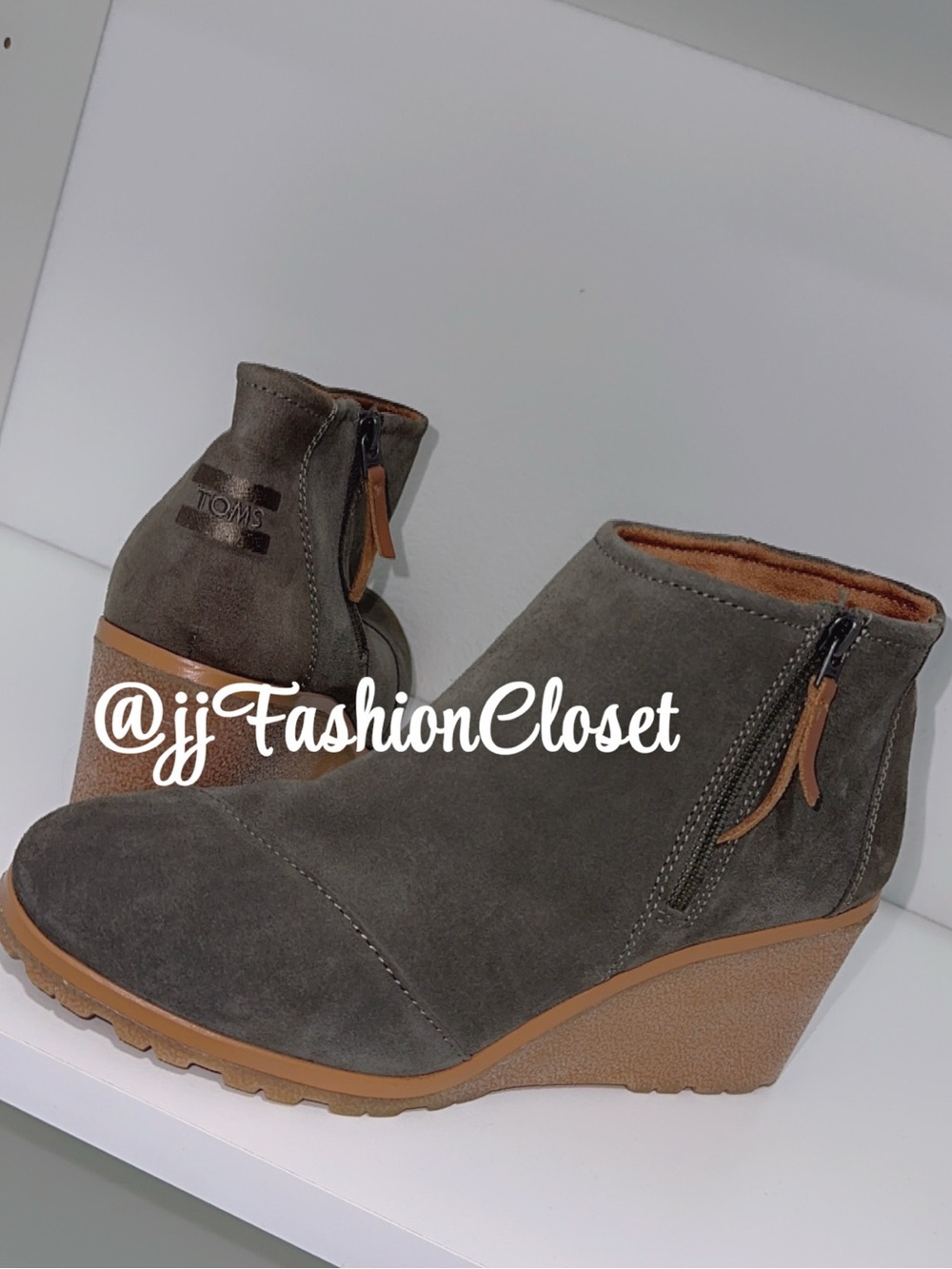 TOMS Olive Suede Wedge Booties - TOMS Olive Ankle Boots